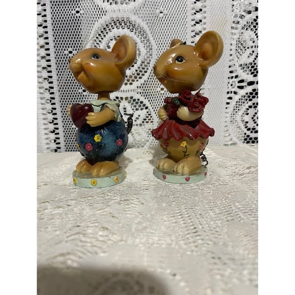 Bobblehead Mouse Figurine Boy And Girl Resin 5.6" Tall - Picture 5 of 10